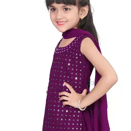BAESD Girls Embroidered Regular Mirror Work Kurti with Palazzos & Dupatta image 5