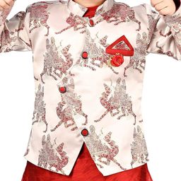 BAESD Boys Regular Kurta With Churidar & Jacket image 2