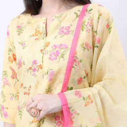 Vishudh Floral Printed Regular Kurta with Trousers & With Dupatta image 4