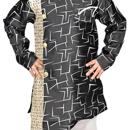 BAESD Boys Abstract Printed Regular Kurta with Pyjamas image 2