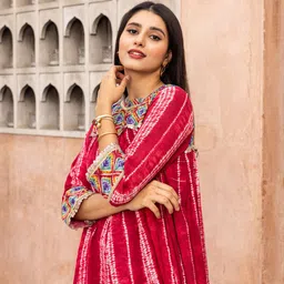 Ambraee Striped Printed Regular A-Line Kurta with Trouser image 5