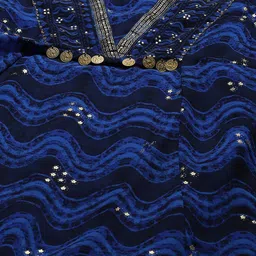 Rangriti V-Neck Chevron Printed Regular A-Line Kurta with Palazzos image 2