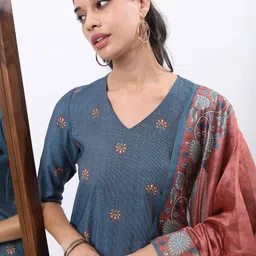 Vishudh Ethnic Motifs Printed Kurta With Palazzos & Dupatta image 5