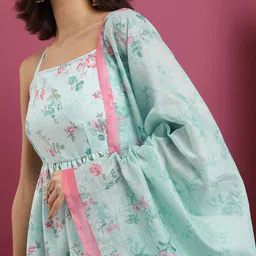 Vishudh Floral Printed Anarkali Kurta With Sharara & Dupatta image 5