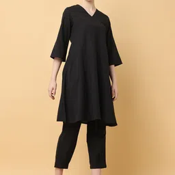 BLACK & BLAH BLAH Regular Pure Cotton Kurta with Trouser image 5