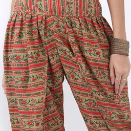 Vishudh Red Floral Printed Regular A-Line Short Kurta With Dhoti Pants & Dupatta image 2