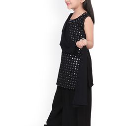 BAESD Girls Embroidered Regular Mirror Work Kurta With Palazzos & Dupatta image 5