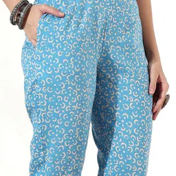 Anouk Ethnic Motifs Printed Band Collar Pure Cotton Kurta with Trousers & With Dupatta image 4