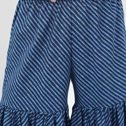 Vishudh Blue Floral Printed A-Line Short Kurta With Sharara & Dupatta image 2
