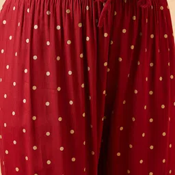 Sangria Polka Dots Printed Gotta Patti A-Line Kurta With Sharara & Dupatta image 2