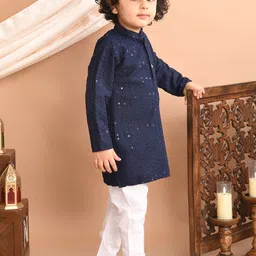 Superminis Boys Ethnic Motifs Embroidered Regular Sequinned Kurta with Pyjamas image 4
