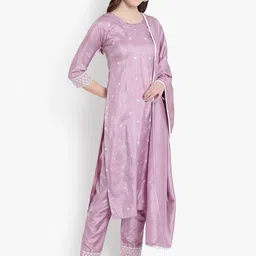 KALINI Floral Embroidered Regular Thread Work Kurta With Trousers & Dupatta image 3