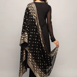 FIORRA Crepe A-Line Kurta With Trousers & Dupatta image 5