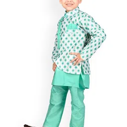 BAESD Boys Straight Kurta With Pyjamas & Printed Jacket image 2
