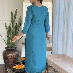 KALINI Women Embroidered Regular Thread Work Kurta with Trousers & With Dupatta image 2