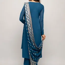 FIORRA Crepe A-Line Kurta With Trousers & Dupatta image 5