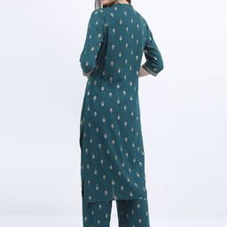 Vishudh Ethnic Motifs Printed Mandarin Collar Regular Kurta With Palazzos image 5