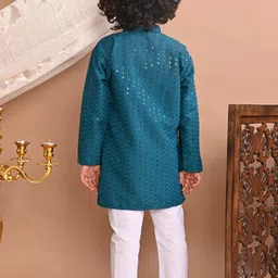 Superminis Boys Ethnic Motifs Embroidered Regular Sequinned Kurta with Pyjamas image 5