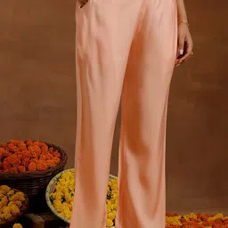 Gerua By Libas Floral Yoke Design Regular Sequinned Straight Kurta With Trousers & Dupatta image 2