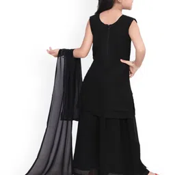 BAESD Girls Embroidered Regular Mirror Work Kurta With Palazzos & Dupatta image 3