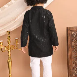 Superminis Boys Ethnic Motifs Embroidered Regular Sequinned Kurta with Pyjamas image 3