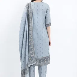 KETCH Ethnic Motifs Printed Kurta with Trousers & With Dupatta image 5