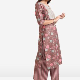 KETCH Floral Printed Thread Work Kurta with Palazzos & Dupatta image 3