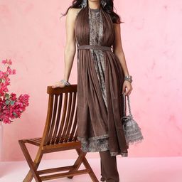 Anouk Paisley Printed Empire Chanderi Silk Kurta with Churidar & With Dupatta-picture-24