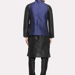 Kaifoo Men Black Layered Kurta Set With Nehru Jacket image 3