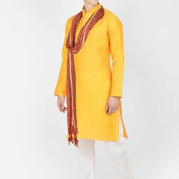SG LEMAN Self Design Mandarin Collar Regular Kurta With Pyjamas & Dupatta image 3