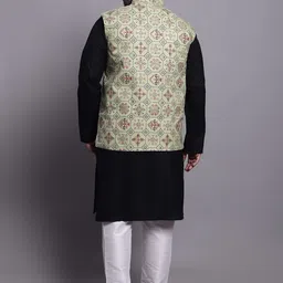SOJANYA PLUS Plus Size Mandarin Collar Kurta With Churidar & Nehru Jacket image 4