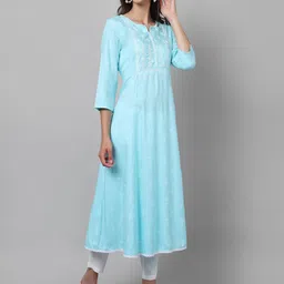 Cantabil Geometric Printed Thread Work Kurta With Trousers image 4