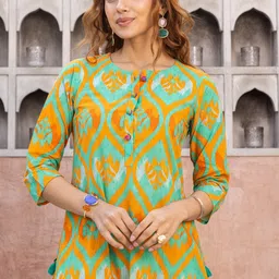 Ambraee Ethnic Motifs Printed Round Neck A-Line Kurta with Trouser image 4