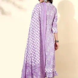 Anouk Ethnic Motifs Printed Regular Pure Cotton Kurta with Trousers & With Dupatta image 4