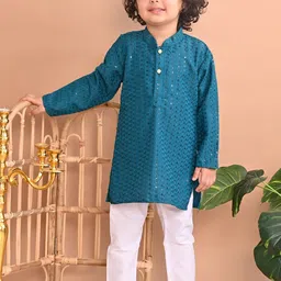 Superminis Boys Ethnic Motifs Embroidered Regular Sequinned Kurta with Pyjamas image 4