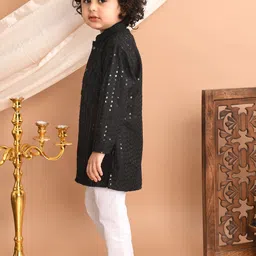 Superminis Boys Ethnic Motifs Embroidered Regular Sequinned Kurta with Pyjamas image 5