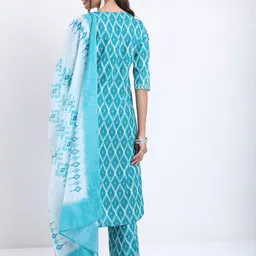 KETCH Ethnic Motifs Printed Kurta with Palazzos & Dupatta image 5
