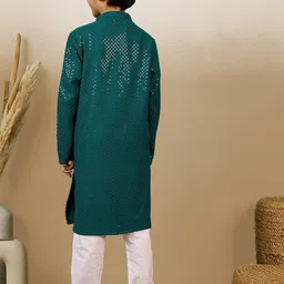 Sanwara Boys Regular Sequinned Straight Kurta with Pyjamas image 4