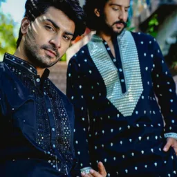 Be Desi Men Embroidered Regular Sequinned Kurta with Pyjamas image 3