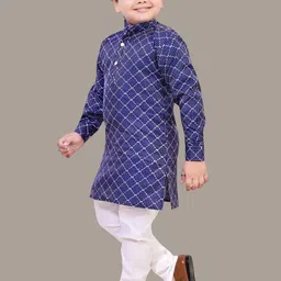 BT DEZINES Boys Embroidered Regular Sequinned Raw Silk Kurta with Pyjamas image 2