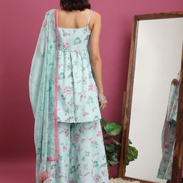 Vishudh Floral Printed Anarkali Kurta With Sharara & Dupatta image 2