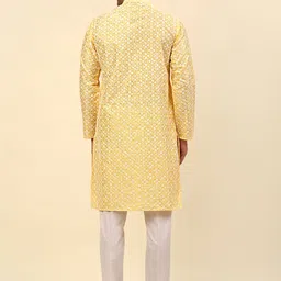 Anouk Yellow Floral Embroidered Regular Chikankari Kurta with Pyjama image 3