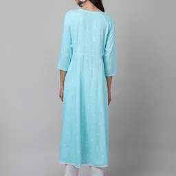 Cantabil Geometric Printed Thread Work Kurta With Trousers image 5