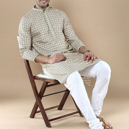 Anouk Men Ethnic Motifs Embroidered Regular Chikankari Kurta with Patiala-12