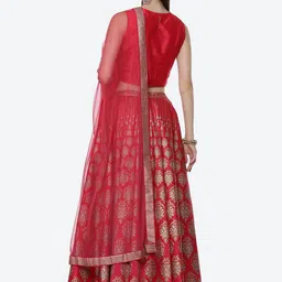 Biba Fuchsia Printed Semi-Stitched Lehenga & Unstitched Blouse With Dupatta image 5