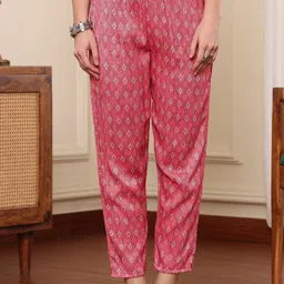 BAESD Floral Printed Sequinned Pure Silk Regular Straight Kurta With Pyjamas & Dupatta image 4