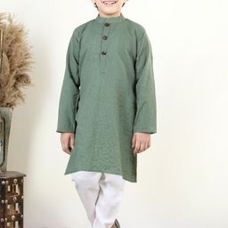Kinder Kids Boys Striped Regular Pure Cotton Kurta With Pyjamas & Nehru Jacket-49