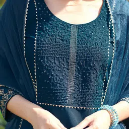 KALINI Yoke Design Sequinned Kurta with Trousers & Dupatta image 4