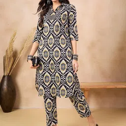 Anouk Ethnic Motifs Printed Regular Shirt Collar Pure Cotton Straight Kurta With Trouser-image-15