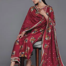 Libas Printed Regular Sequinned Kurta with Palazzo & Dupatta-7